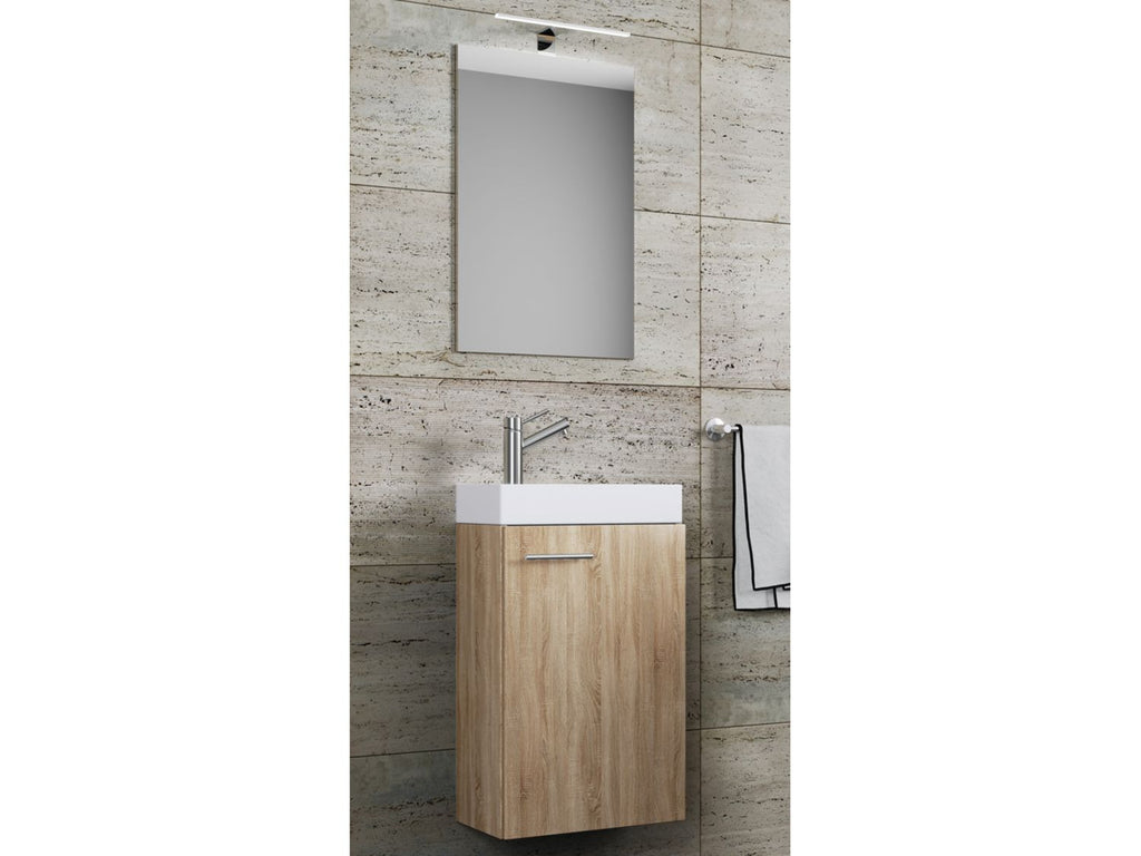 Set d'armoire à glace ou miroir et meuble sous vasque avec lavabo Slito, pour salle de bain