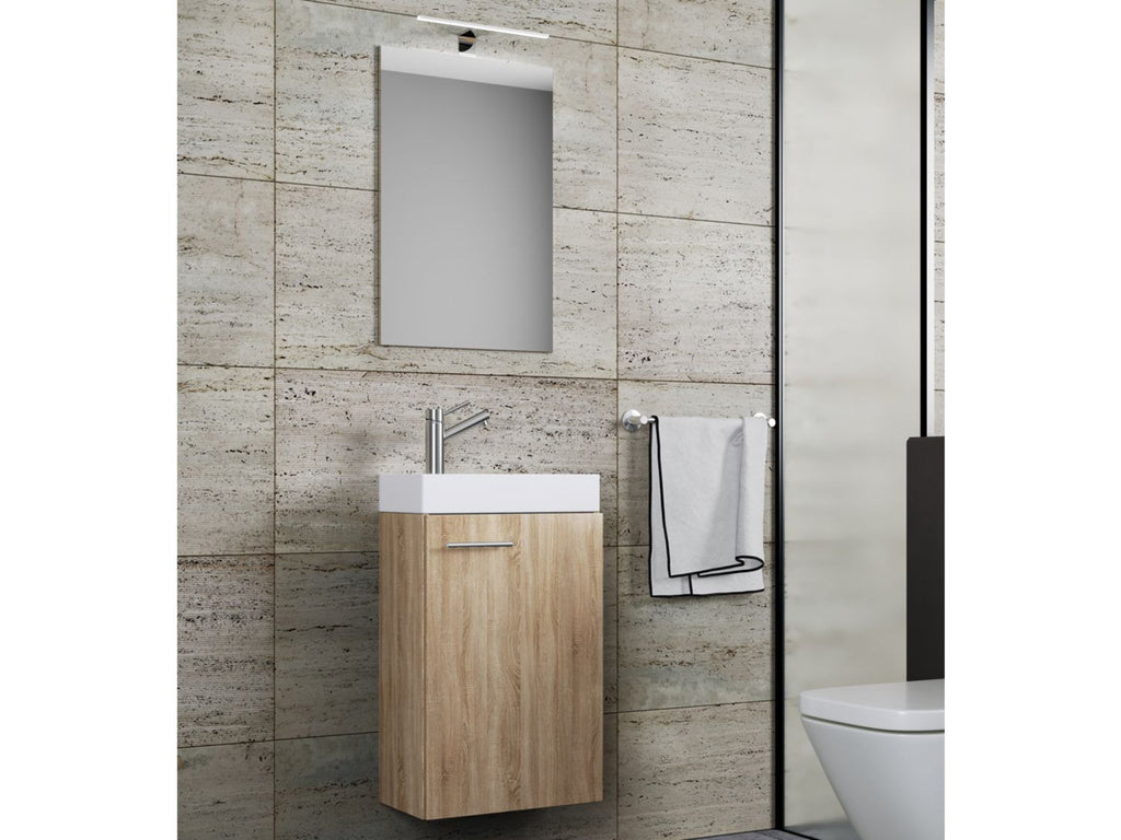 Set d'armoire à glace ou miroir et meuble sous vasque avec lavabo Slito, pour salle de bain