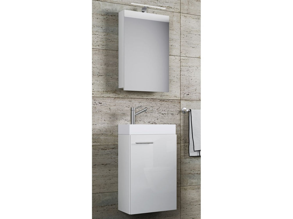 Set d'armoire à glace ou miroir et meuble sous vasque avec lavabo Slito, pour salle de bain