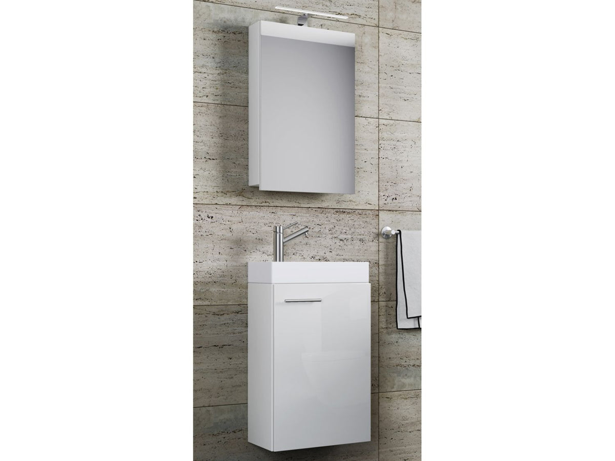 Set d'armoire à glace ou miroir et meuble sous vasque avec lavabo Slito, pour salle de bain