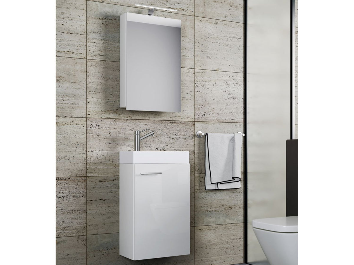 Set d'armoire à glace ou miroir et meuble sous vasque avec lavabo Slito, pour salle de bain