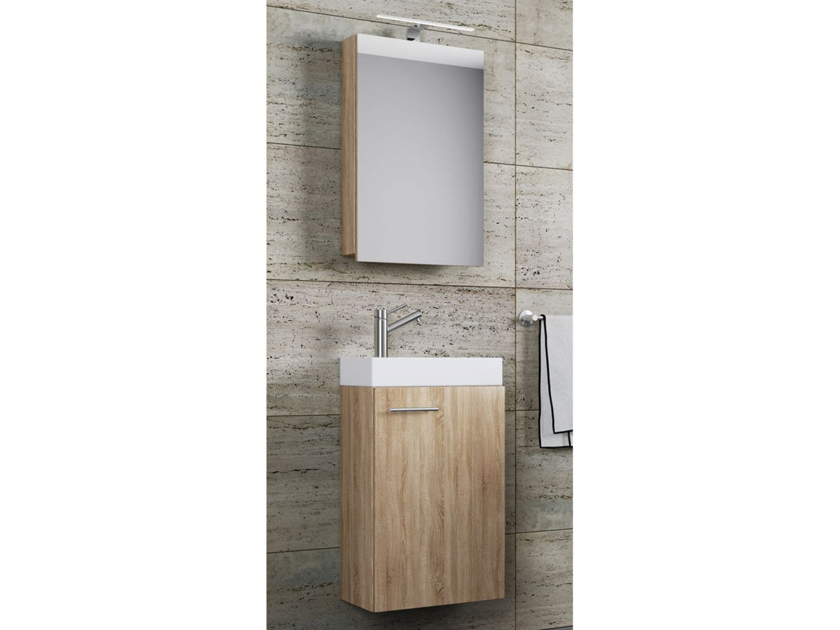 Set d'armoire à glace ou miroir et meuble sous vasque avec lavabo Slito, pour salle de bain