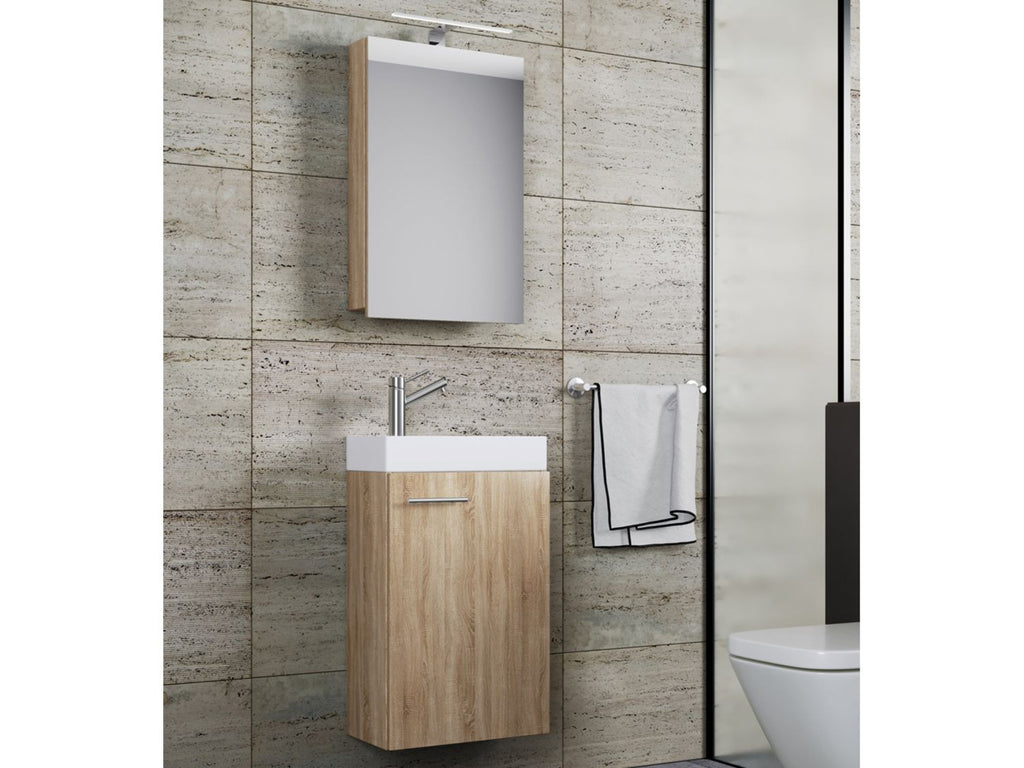 Set d'armoire à glace ou miroir et meuble sous vasque avec lavabo Slito, pour salle de bain