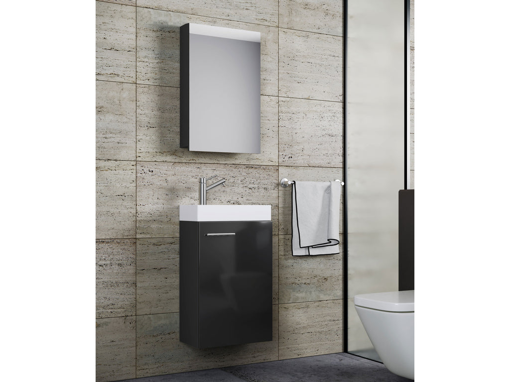 Set d'armoire à glace ou miroir et meuble sous vasque avec lavabo Slito, pour salle de bain
