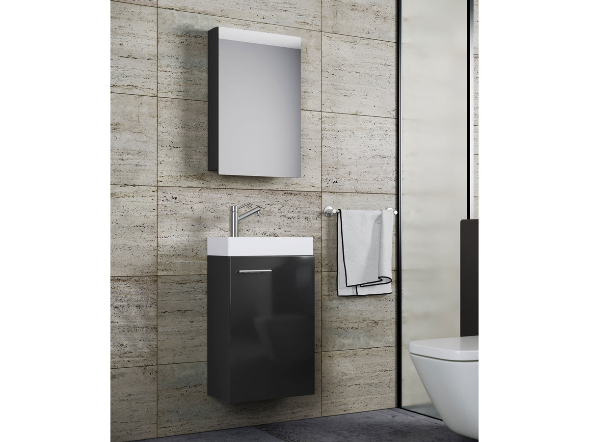Set d'armoire à glace ou miroir et meuble sous vasque avec lavabo Slito, pour salle de bain