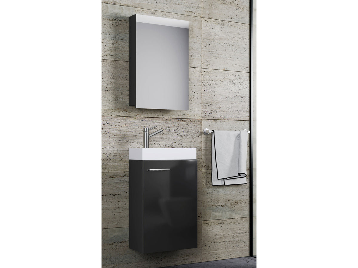 Set d'armoire à glace ou miroir et meuble sous vasque avec lavabo Slito, pour salle de bain