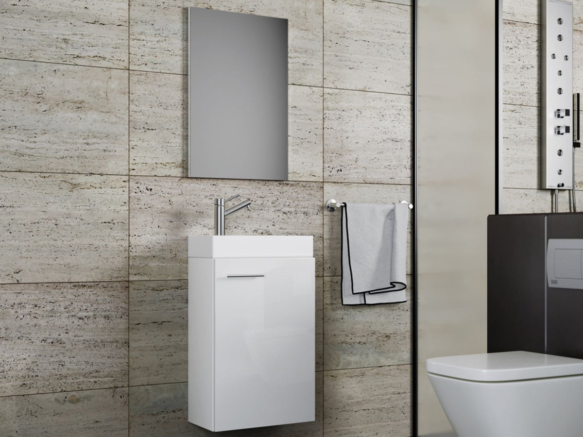 Set d'armoire à glace ou miroir et meuble sous vasque avec lavabo Slito, pour salle de bain