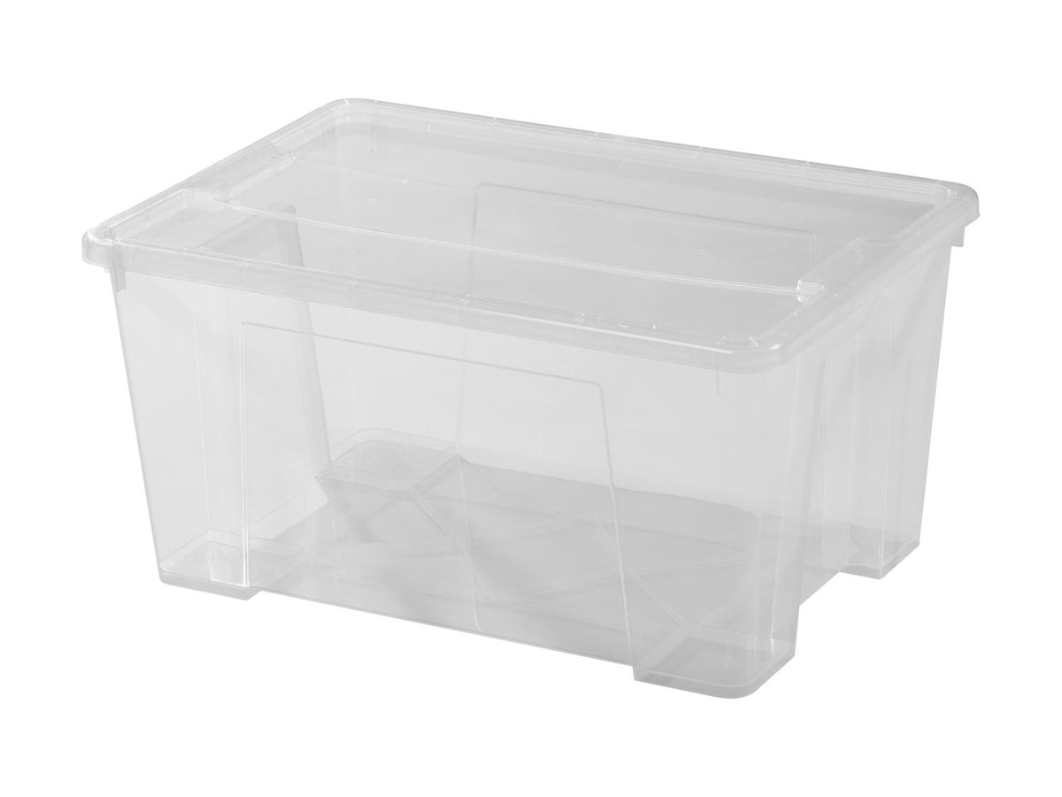 Boîte de rangement en plastique avec couvercle, 45 L