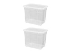 Lot de 2 boîtes de rangement en plastique avec couvercles, 20 L