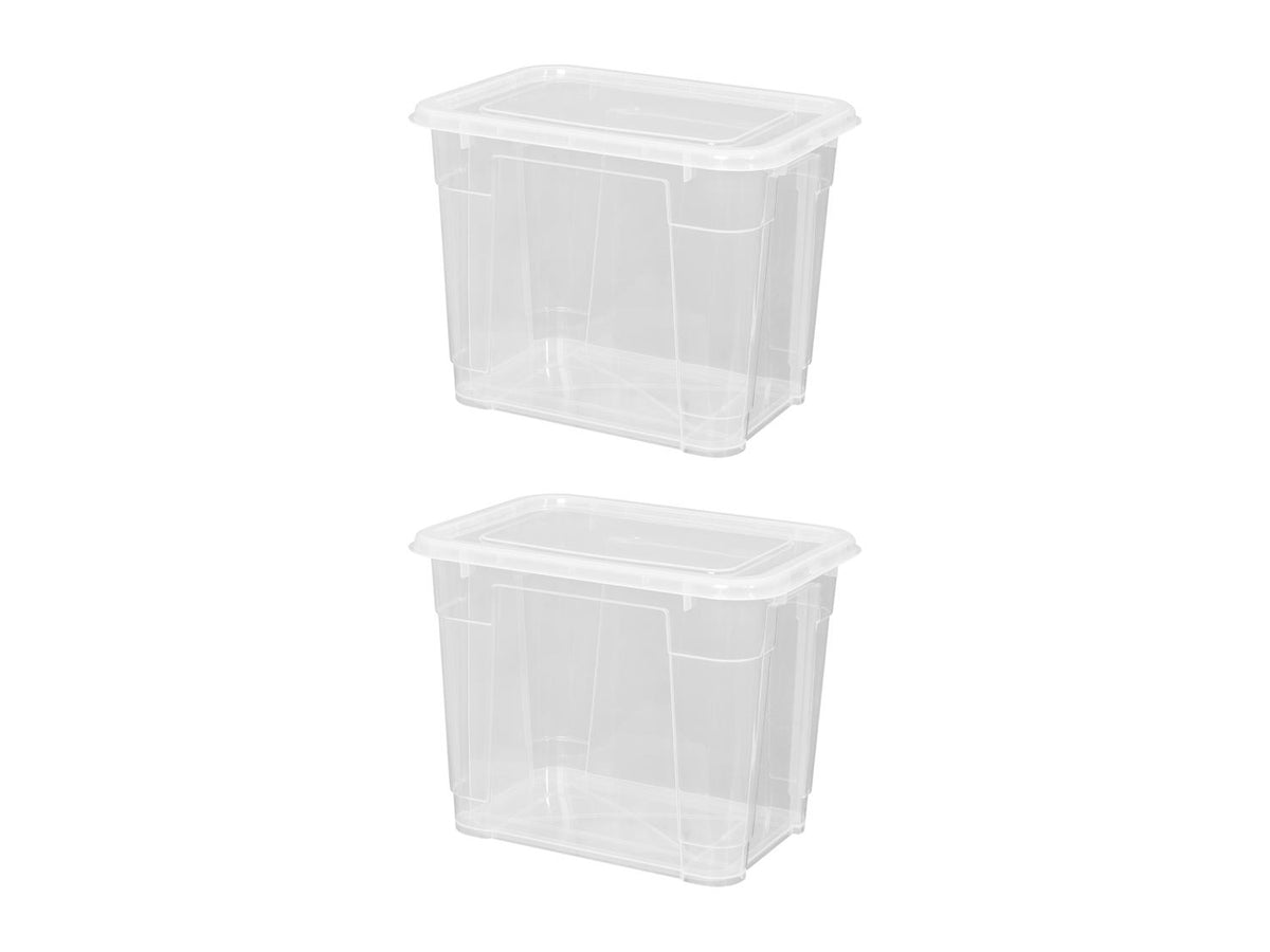 Lot de 2 boîtes de rangement en plastique avec couvercles, 20 L