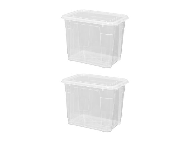 Lot de 2 boîtes de rangement en plastique avec couvercles, 20 L