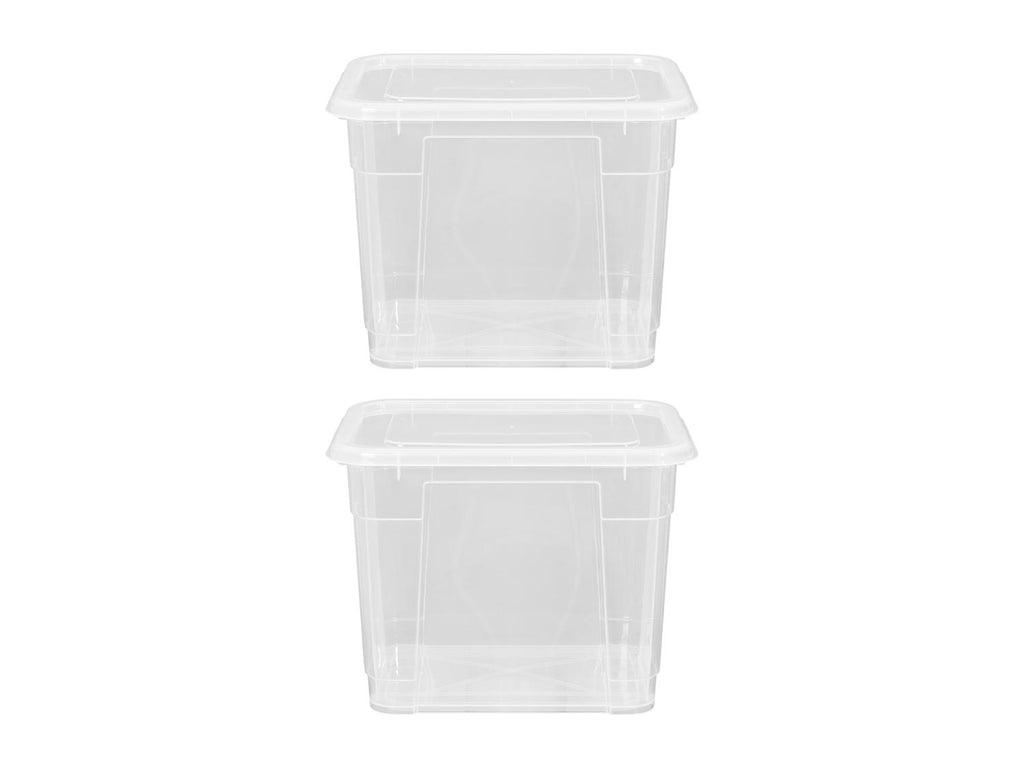 Lot de 2 boîtes de rangement en plastique avec couvercles, 20 L