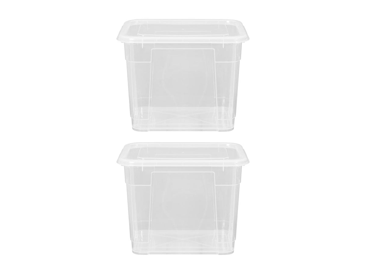 Lot de 2 boîtes de rangement en plastique avec couvercles, 20 L