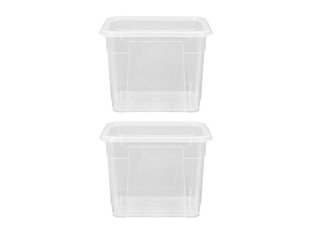 Lot de 2 boîtes de rangement en plastique avec couvercles, 20 L
