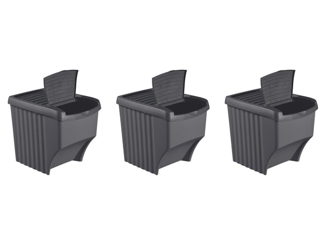 Lot de 3 bacs pour tri sélectif en plastique, 22 L