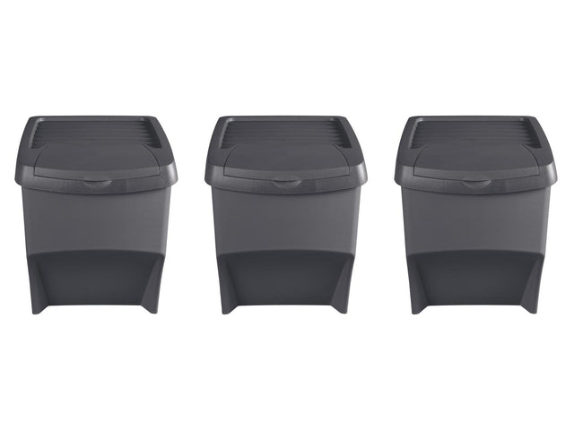 Lot de 3 bacs pour tri sélectif en plastique, 22 L