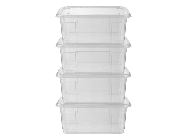 Lot de 4 boîtes de rangement avec couvercle, 11 l
