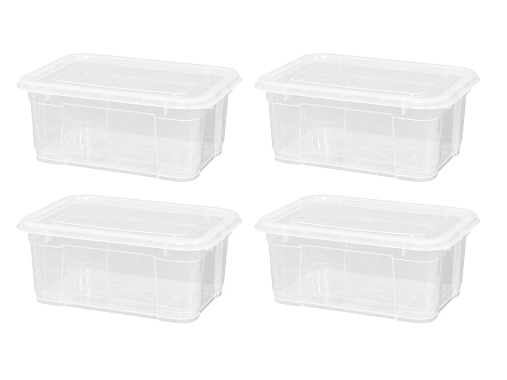 Lot de 4 boîtes de rangement en plastique avec couvercle, 11 L