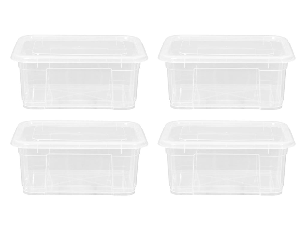 Lot de 4 boîtes de rangement en plastique avec couvercle, 11 L