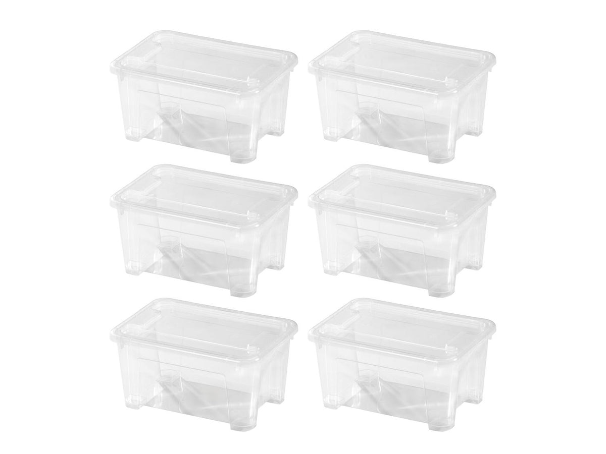 Lot de 6 boîtes de rangement en plastique avec couvercle, 5 L