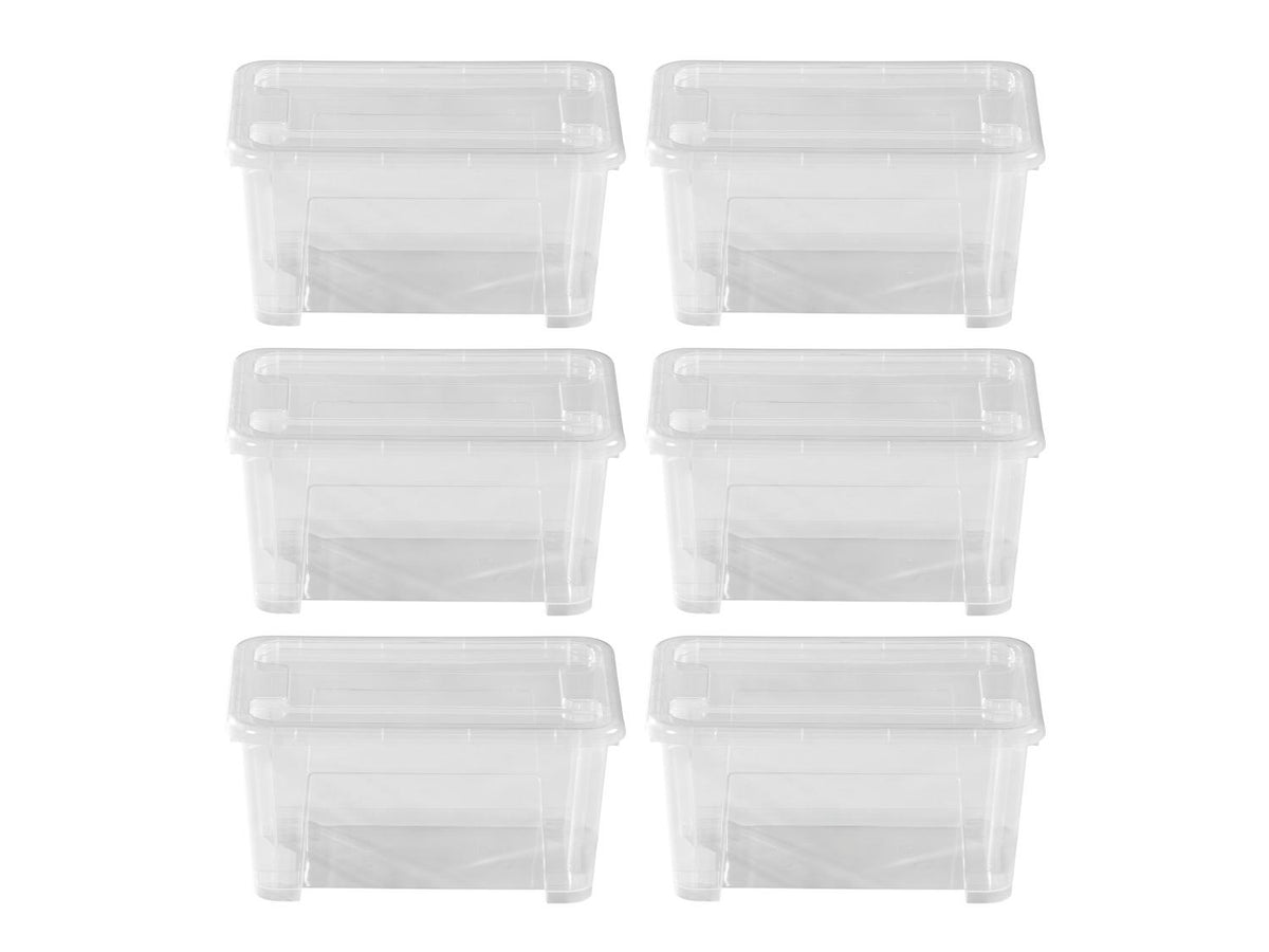 Lot de 6 boîtes de rangement en plastique avec couvercle, 5 L