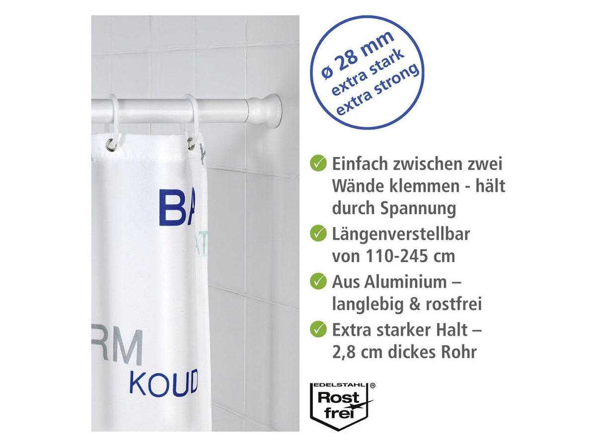 Barre de douche extensible en aluminium, 110-245 cm