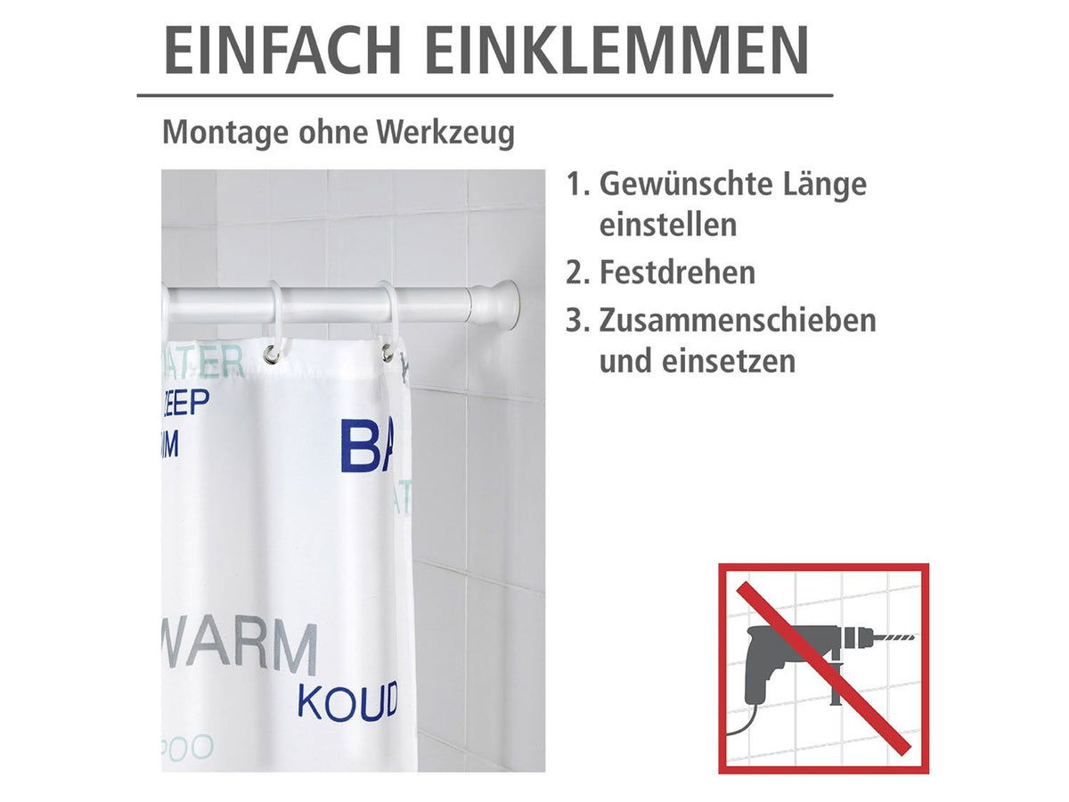 Barre de douche extensible en aluminium, 110-245 cm