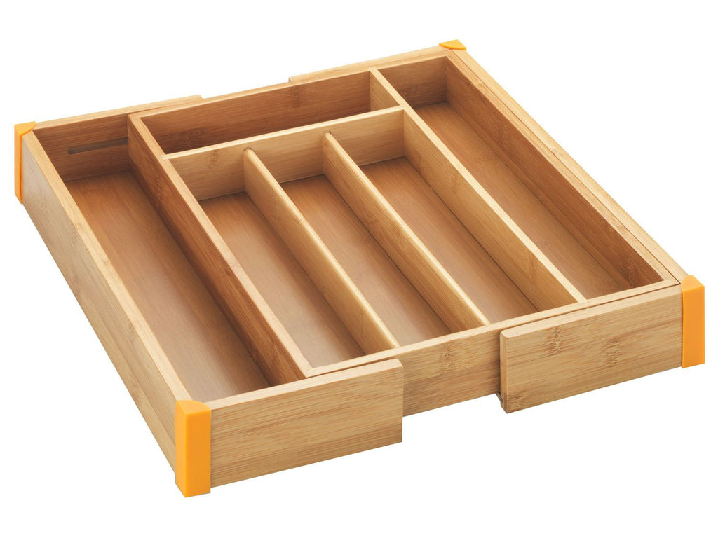Range-couverts extensible en bambou, 25,7-38,5 x 5,1 x 35,7 cm