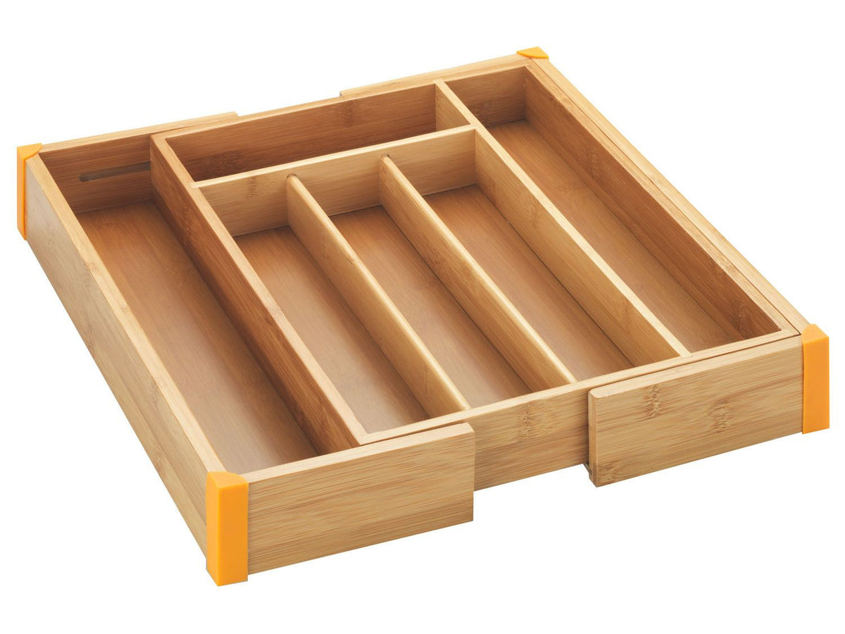 Range-couverts extensible en bambou, 25,7-38,5 x 5,1 x 35,7 cm